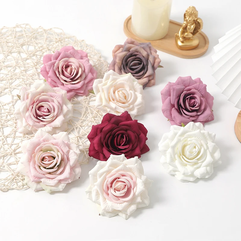 3/5 قطعة 10 سنتيمتر الورود زهرة اصطناعية ديكور غرفة المنزل أكاليل عيد الميلاد الزفاف اكسسوارات الزفاف زهرة جدار لوازم