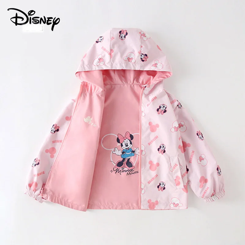 

Disney Double-sided Hooded Jacket For Children Spring Autumn Mickey Print Jackets American Casual Outdoor Kids Windproof Coat