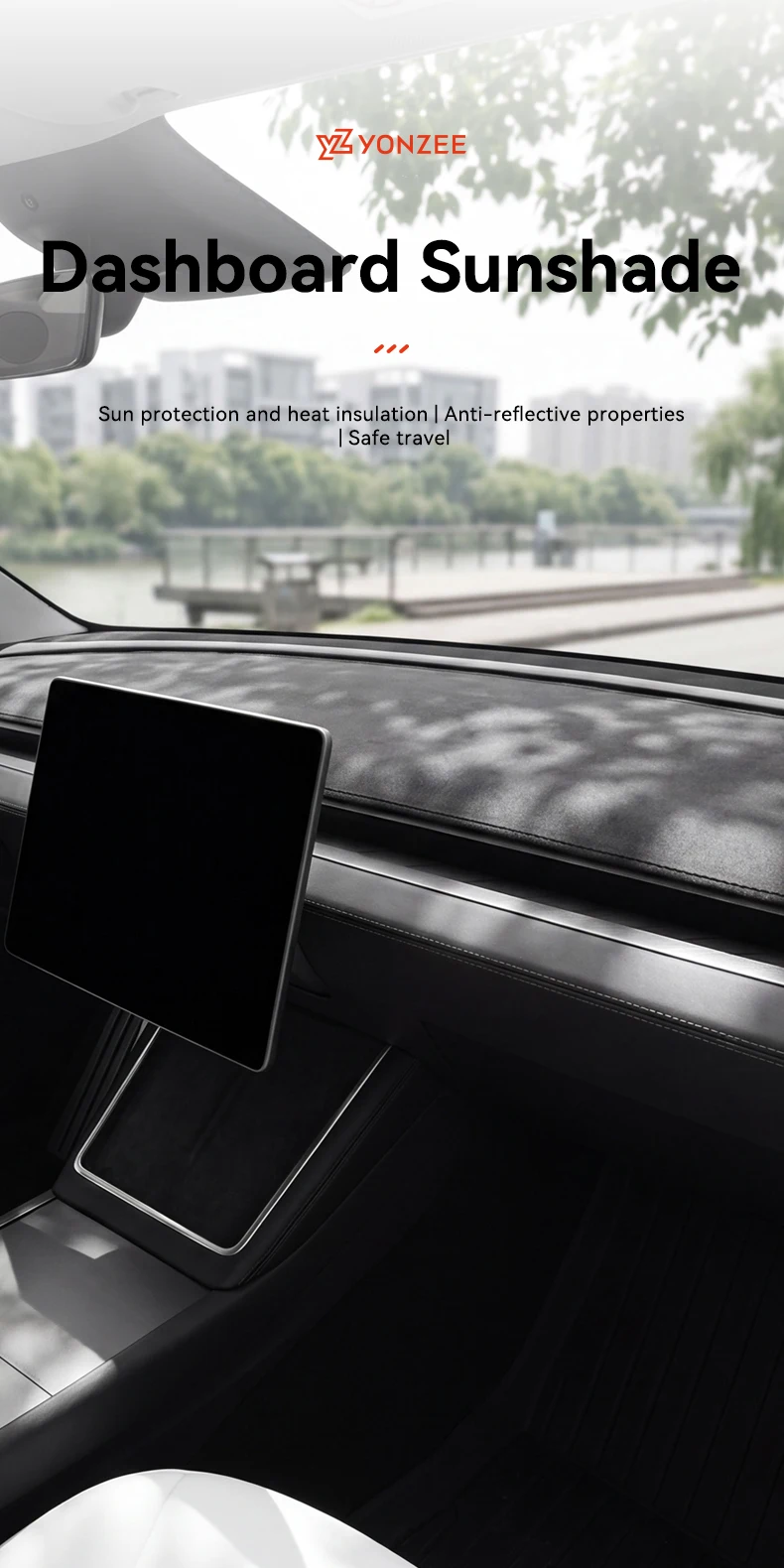 YZ Für Tesla Model Y/YL 2025-2026 Juniper Armaturenbrett-Flanell-Vollabdeckung Sonnenschutz Anti-UV DashMat Rutschfest – Detail 1