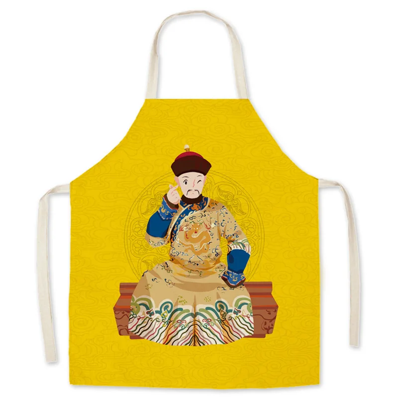 Chinese Style Apron Forbidden City Surrounding Decorative Apron Printed Fabric Apron Adult Children Sleeveless Kitchen Apron