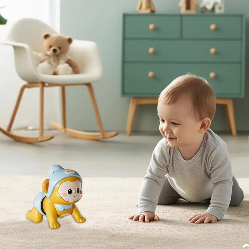 Crawling Toy Cute Monkey Koala Shape Moving Toy Educational Toy With Music Interactive Sensory Toy For Boy Girl