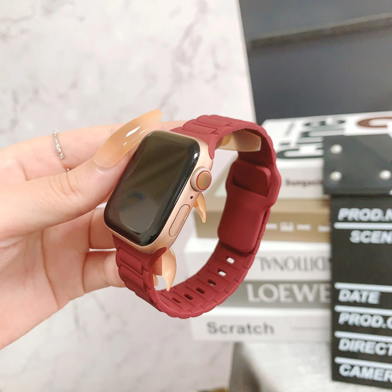 Solid Color Three Bead Silicone Magnetic Band for Apple Watch Ultra SE Series 11 10 9 8 7 All Size Lightweight Daily Watch Strap