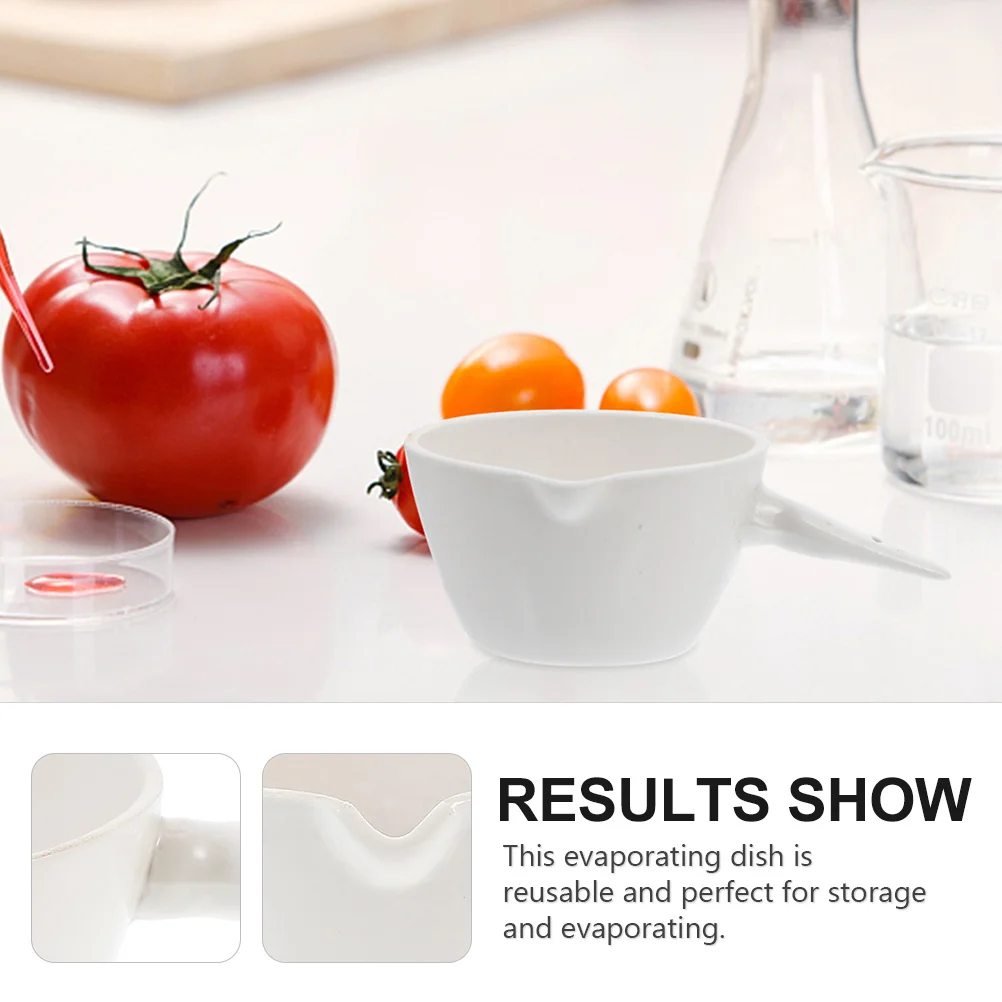 

Round Ceramic Evaporating Basin Evaporating Dish Laboratory Tool Handle Heat Resistant for Science Experiment