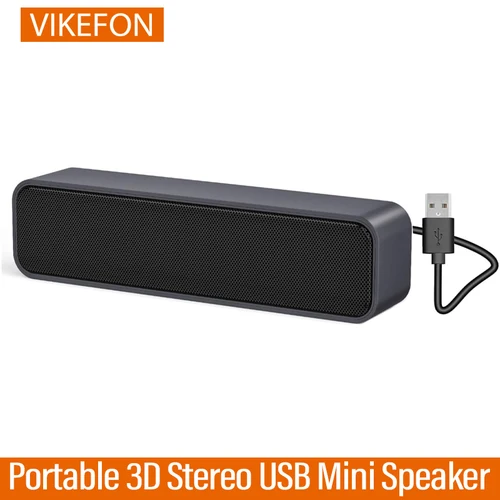 Imagen 1 del producto VIKEFON Mini altavoz USB estéreo 3D portátil alimentado con altavoz dual Tarjeta de sonido de decodificación incorporada para computadora de escritorio Caja portátil