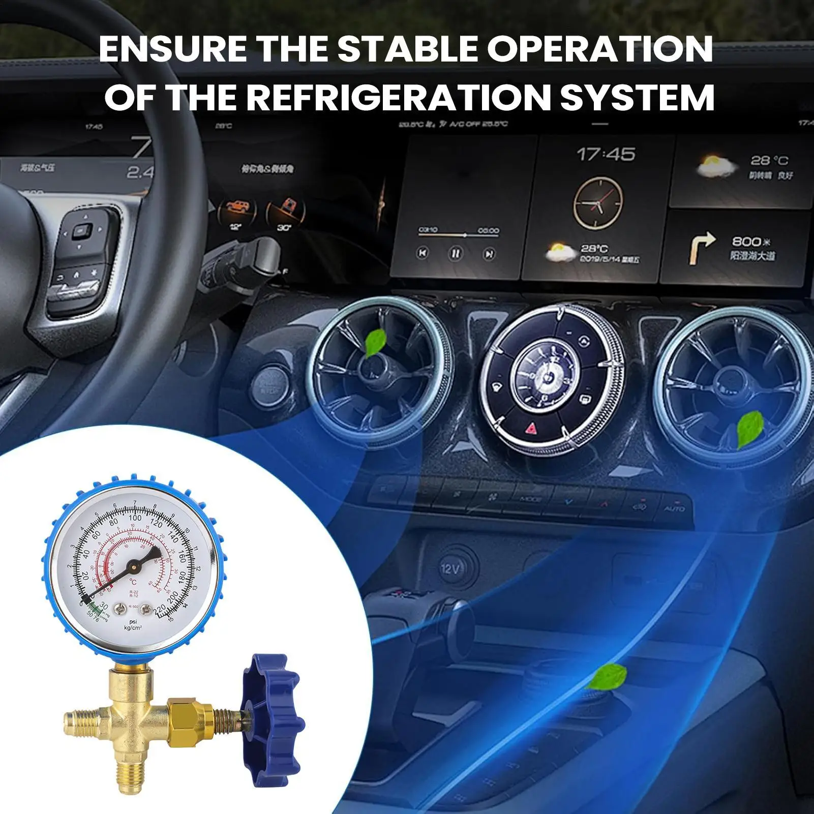 

AC Manifold Gauge Thickened Leakproof Precision Air Conditioner Pressure Gauge for Home Car Office Hotel Room Automotive