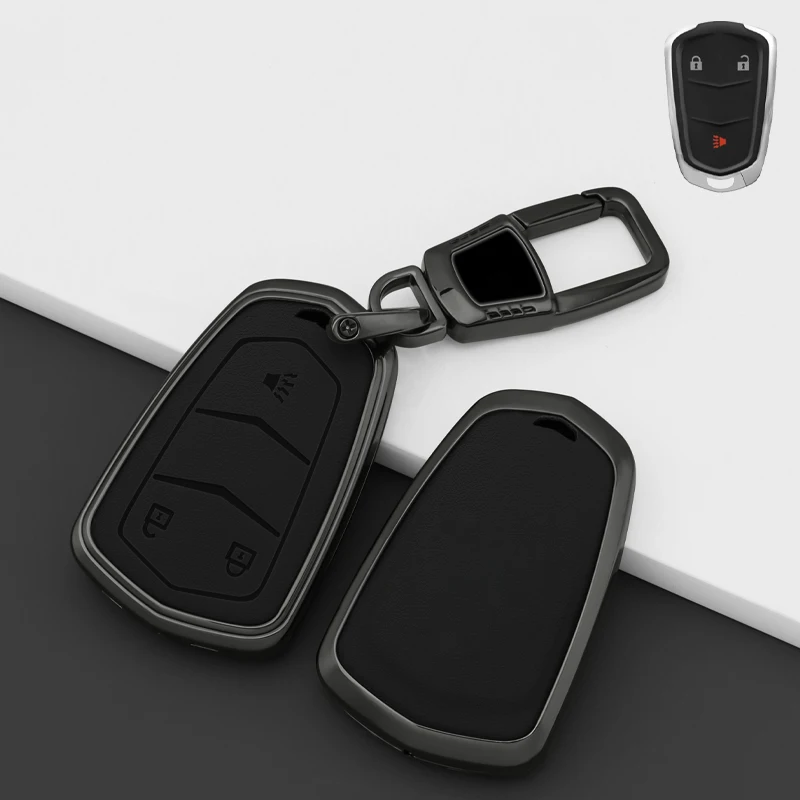 3 Buttons Leather Car Key Case Cover Shell For Cadillac ATS CT6 CTS DTS XT5 Escalade ESV SRX STS XTS ELR Car Interior Accessorie