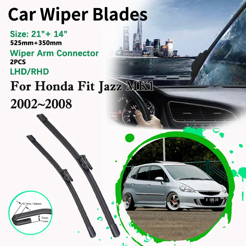 

Автомобильные передние щетки стеклоочистителя для Honda Fit Jazz MK1 2002 ~ 2008 LHD RHD, резак для лобового стекла, щетка U-типа, 21 "+ 14", аксессуары