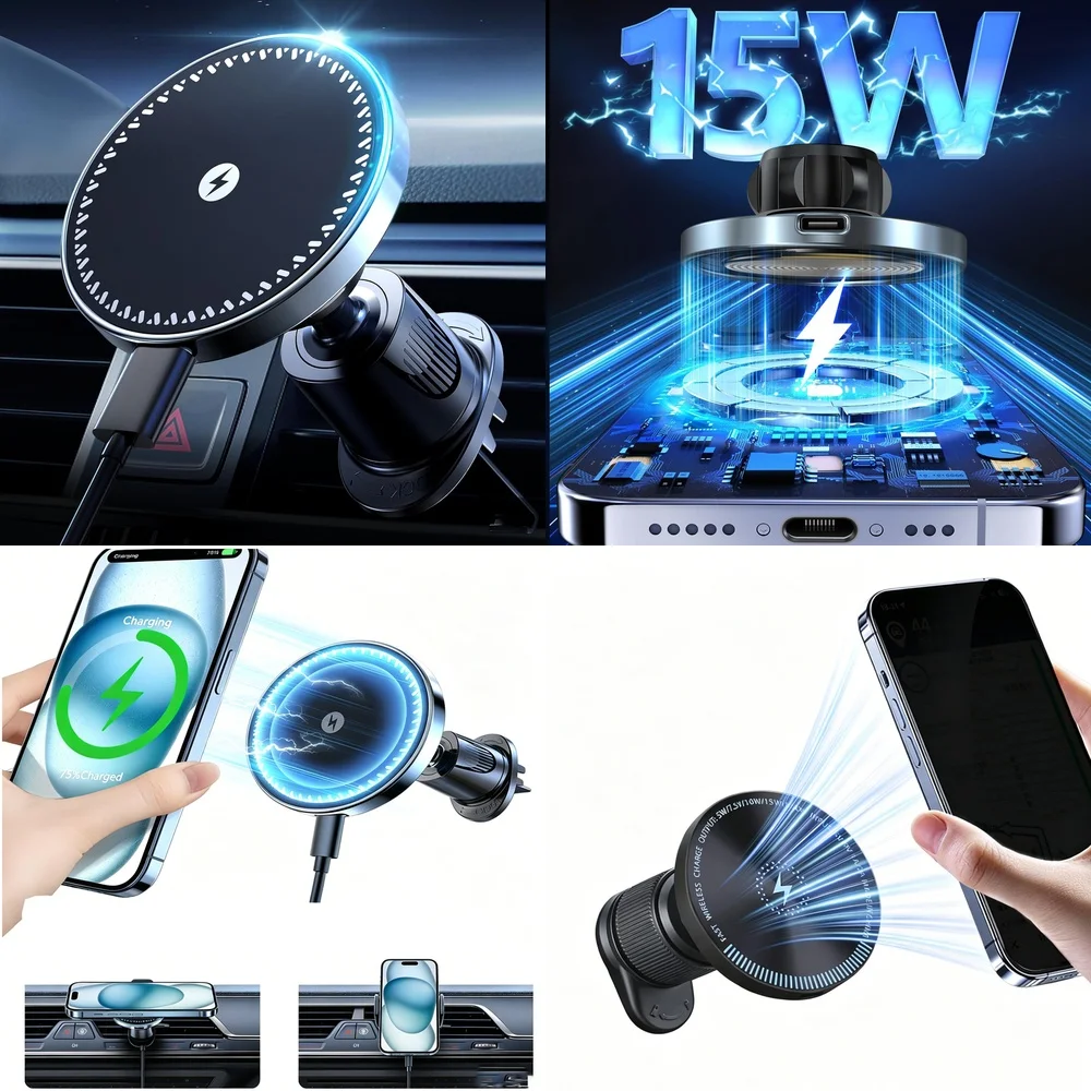 Top Electronic Accessories Trend Wireless Car Charger Magnetic Air Vent Car Phone Holder Consumer Electronics Trending Product