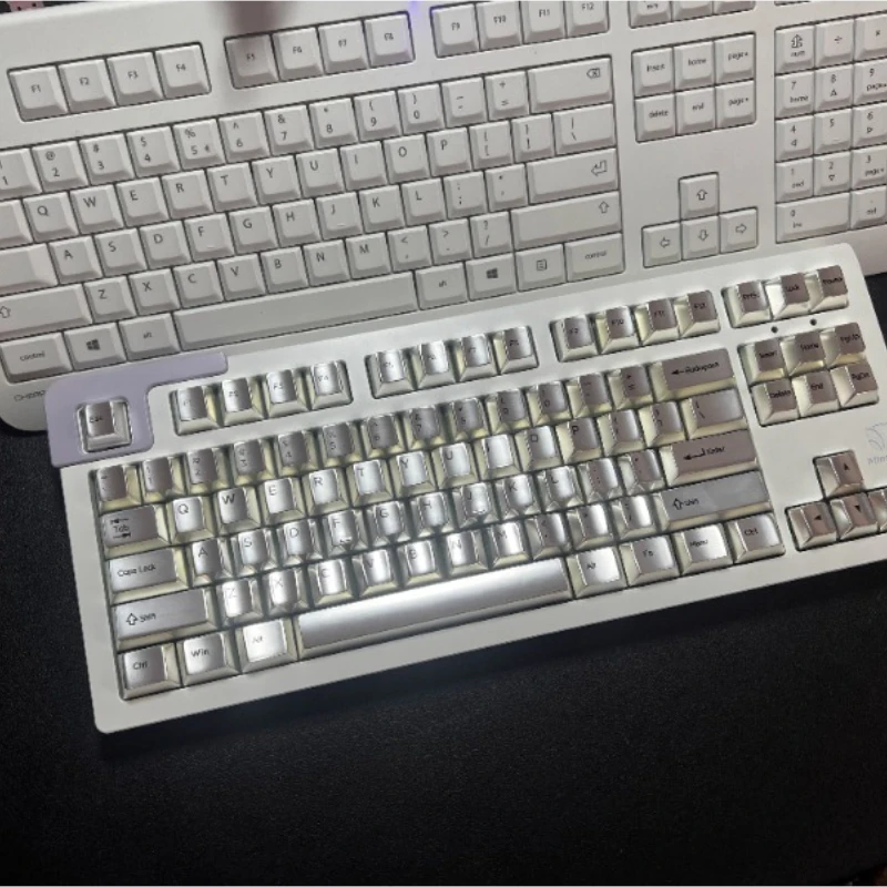 Sanmu Peripheral Keycaps Custom Cherry Profile Matte Silver White Minimalist Full Set of Metal Mechanical Keyboard Keycaps Gift