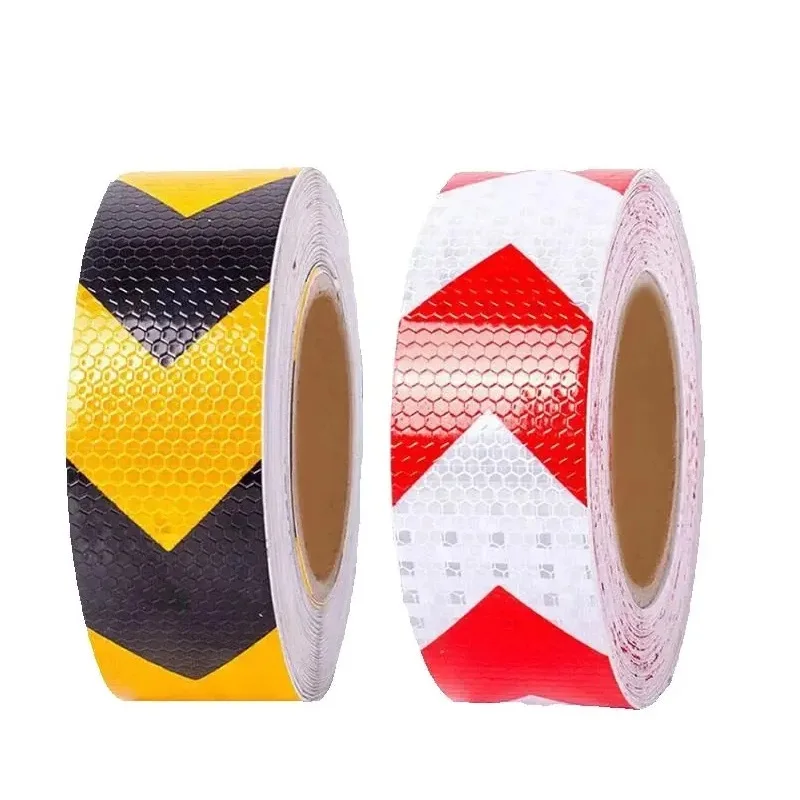 

5 см x 3 м ПВХ светоотражающая предупреждающая лента самоклеящаяся белая красная стрелка защитная наклейка для видимости грузовика и автомобиля