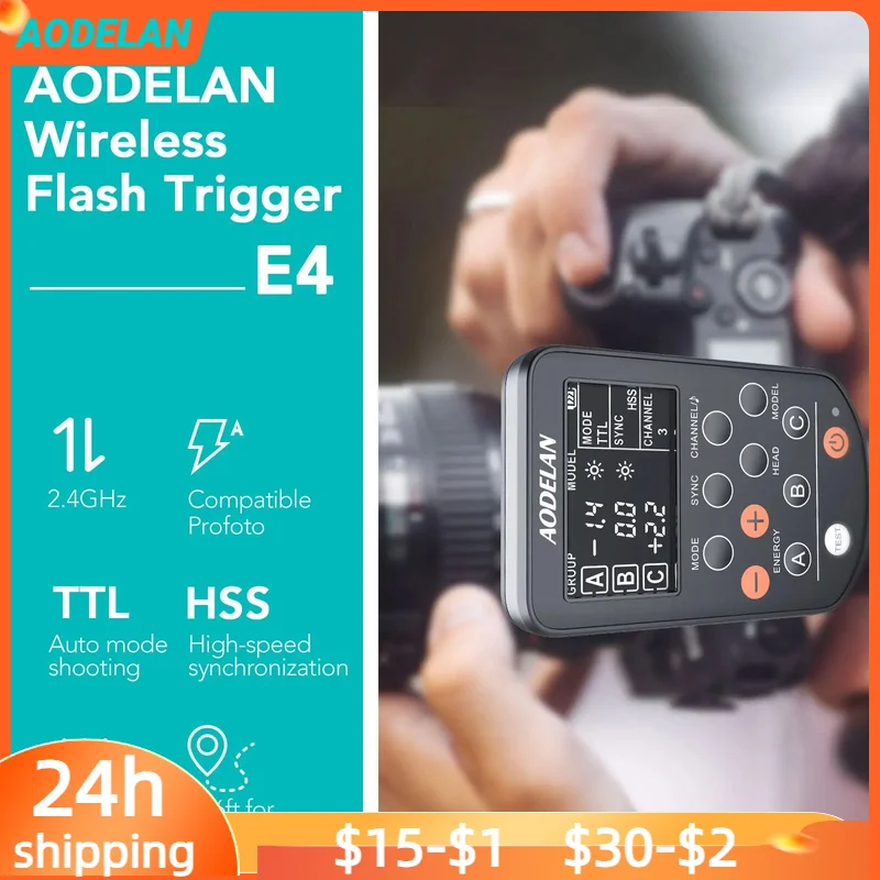 

AODELAN E4 TTL Wireless Flash Trigger for Profoto A1, A1X, B2, B10, B1X, D1, D2, Pro-10; Replaces Profoto Air TTL Remote