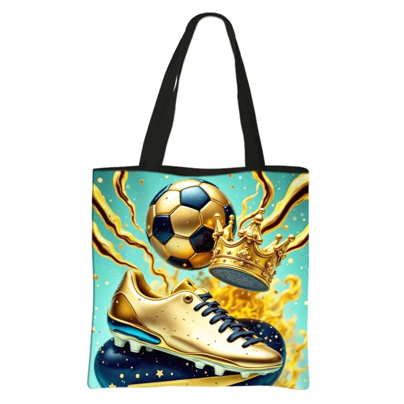 Popular Novelty Cool Crown Football Tutoring Class Tutoring Remedial Bags Storage Canvas Bag One-shoulder Shopping Handbag