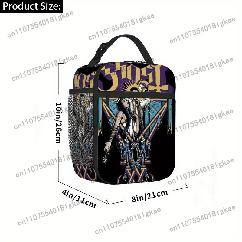 1pc Ghost Band Poster Art Printed Thermal Insulated Bag - Vibrant Purple & Design, Durable Polyester, Reusable & Portable for Ho