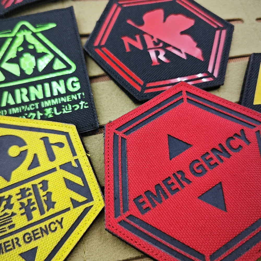 New Century Evangelist Anime Morale Badge NERV Logo Reflective Patch Hook&Loop Armband Tactical Backpack Sticker Patches