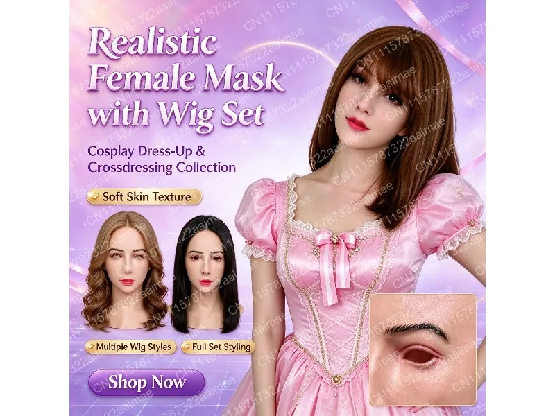 Latex Full Face Cosplay Mask Cross-Dressing Character Party Funny Beauty Headgear