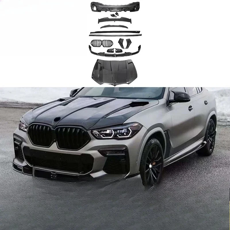 Suitable for X6 G06 LD Surrounded Carbon Fiber Front Lip Rear Lip Side Skirt Cover, Rear Wing Modified Body Kit