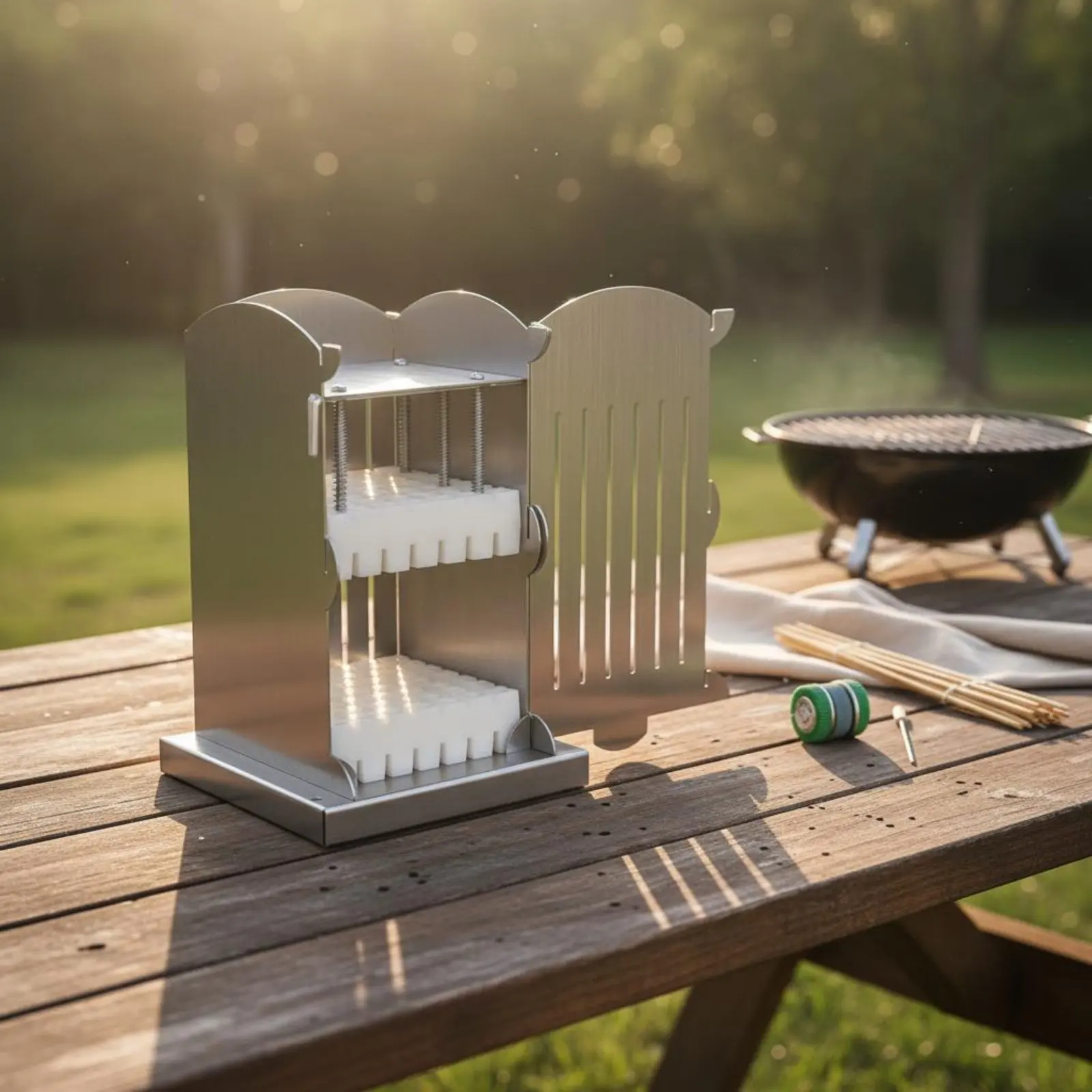Quick Kebab Making Tool Fast Skewering Stainless Steel Skewer Box Multi Skewer Threading Machine Easy to Clean for Outdoor