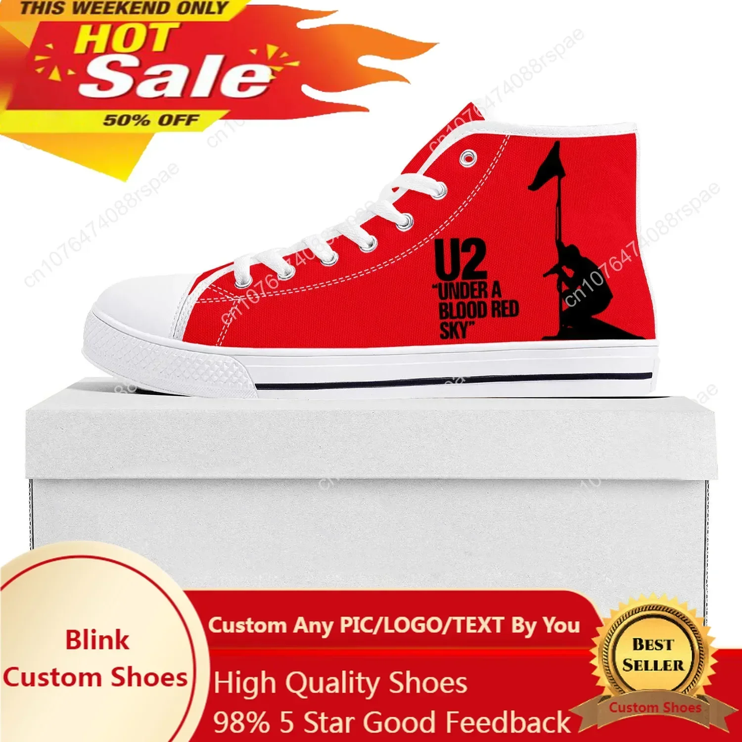 U2 Rock Band Fashion Punk High Top High Quality Sneakers Mens Womens Teenager Canvas Sneaker Casual Couple Shoes
