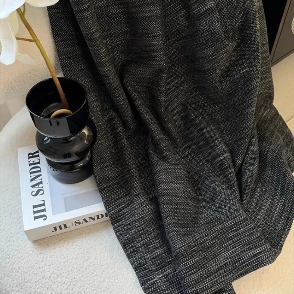 Curtains for Living Room Bedroom Black Chenille Linen Blend Ready Made Curtains in Modern Italian Minimalist Luxury Home Decor
