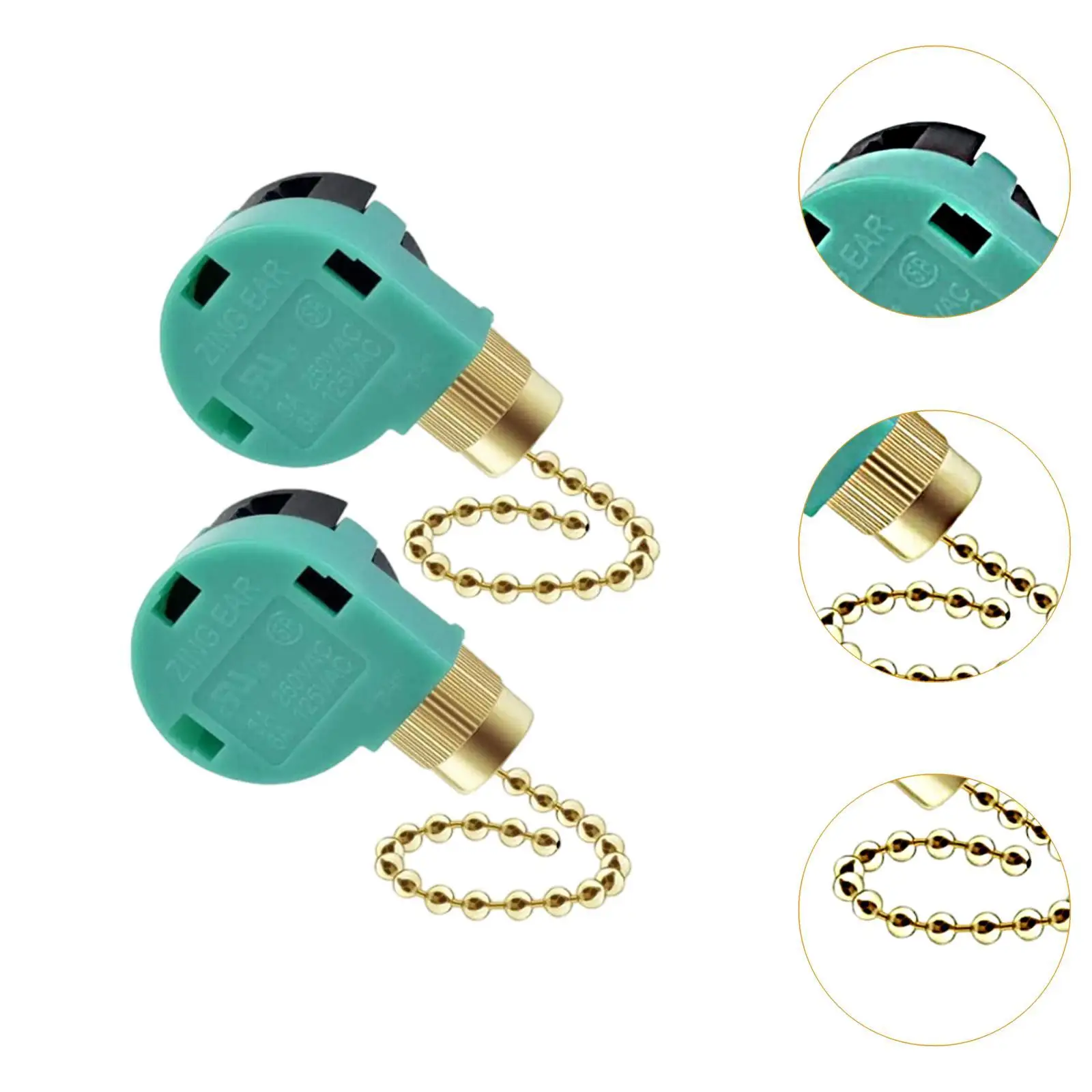 2x Fan Light Pull Switch Accessories with Beaded Chain Ceiling Fan Switch