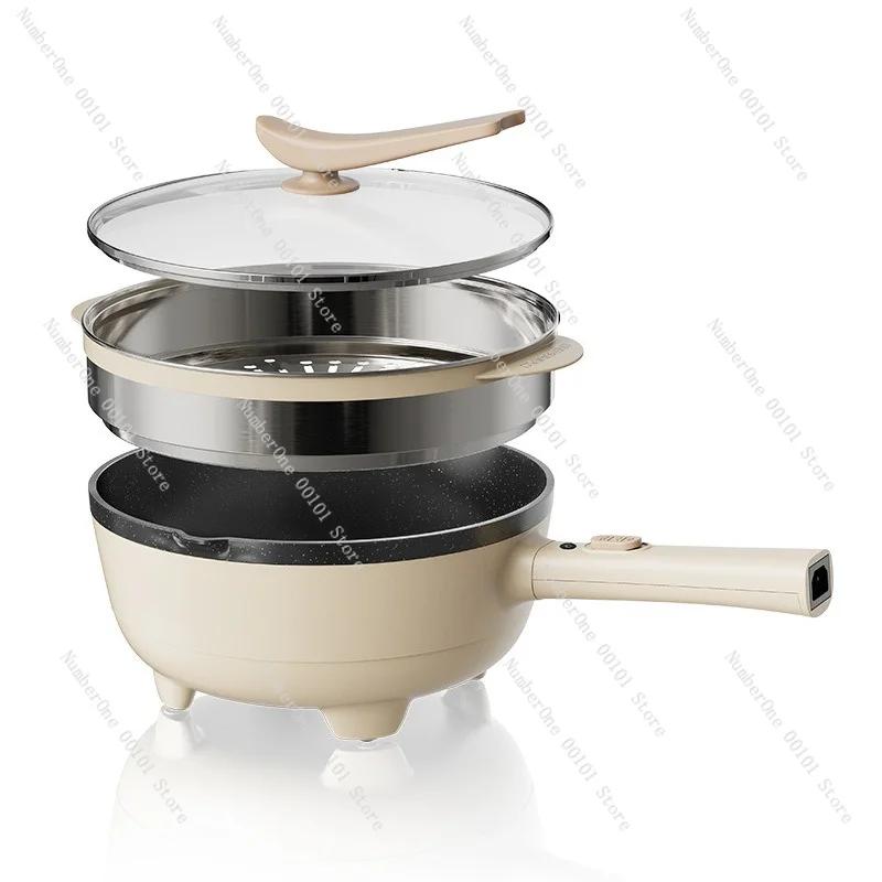 Non-Stick Electric Wok Pan Multifunctional Home Stir-Fry Stew Boil Cooking Pot One-Piece Design Easy Clean Cool Touch Handles