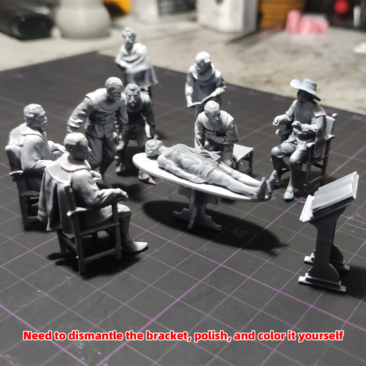 1/35 1/43 1/48 1/64 1/72 1/87 Modellbausatz 3D-Harz-Miniatur-Soldatenfiguren Diorama Unbemalt Niederländische Anatomie-Stunde DIY – Detail 6