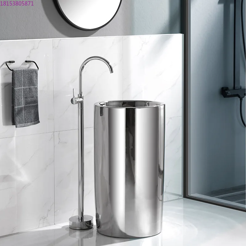 

Column basin ceramic gold-plated integrated floor-to-ceiling washbasin bathroom washbasin