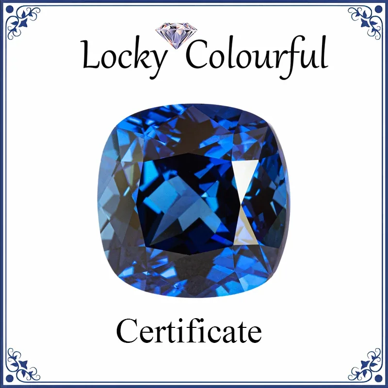 

Lab Grown Sapphire Square Cushion Shape Royal Blue Color Charm Beads for Diy Jewelry Making Necklace Selectable AGL Certificate