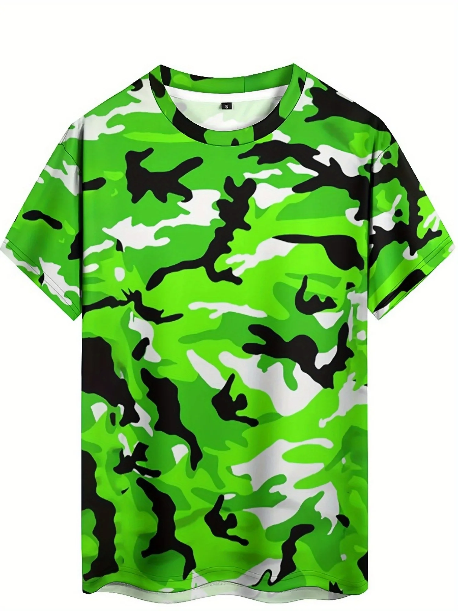 Men's & Women's 3D Print Camouflage Short Sleeve T-Shirt - Lightweight Breathable Polyester, Geometric Camo Design