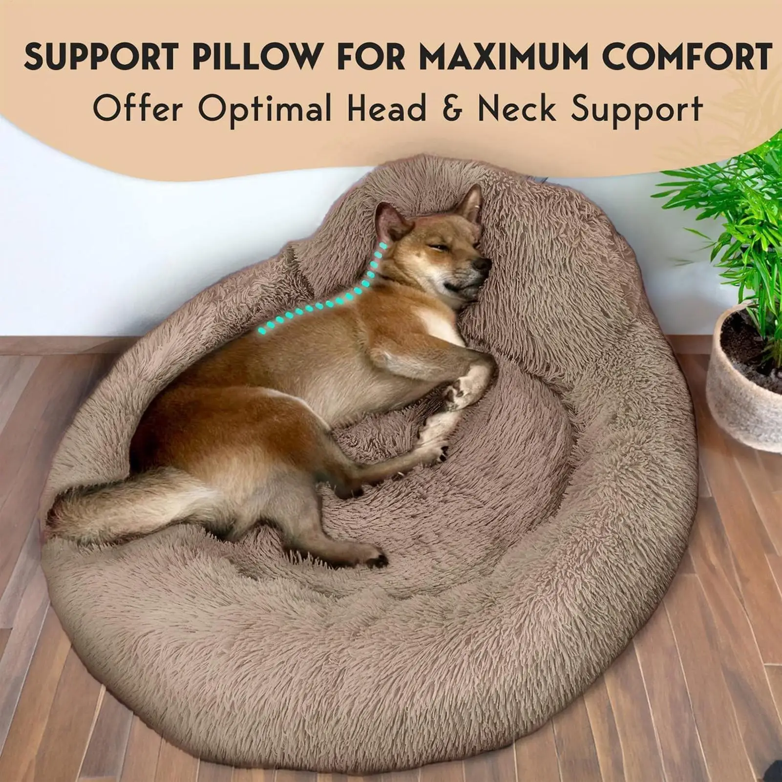 

Comfort Dog Bed Soft Dog Round Bed Raised Edges Anti-Slip Cozy Sofa for Nighttime Sleep Stormy Weather Daily Rest Apartment Play