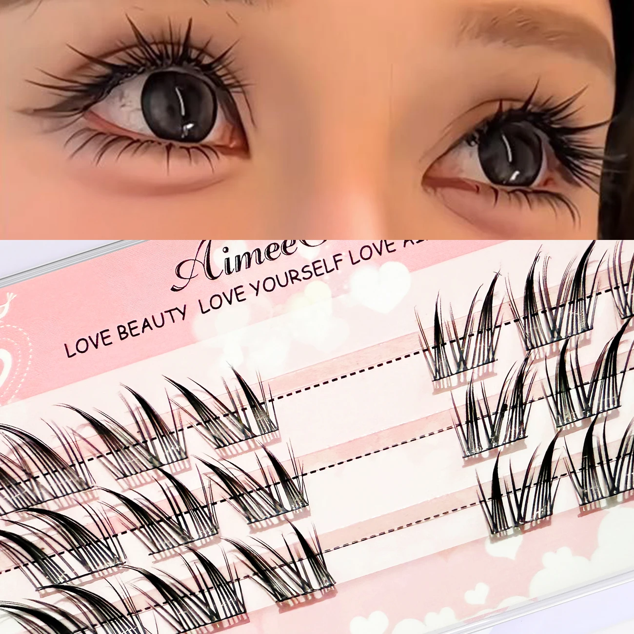 DIY 속눈썹 연장 키트 개별 속눈썹 클러스터 여성용 11-13mm 인조 속눈썹 글루/핀셋 포함 메이크업 도구