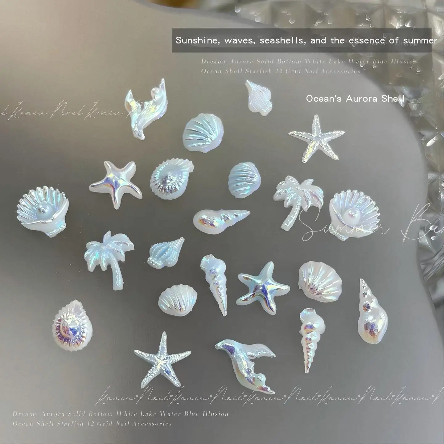 Shell Starfish Coconut Tree Mixed Ocean Theme Manicure Decoration Mixed Ocean Life Nail Art Charms Set For Summer Nails 50PCS