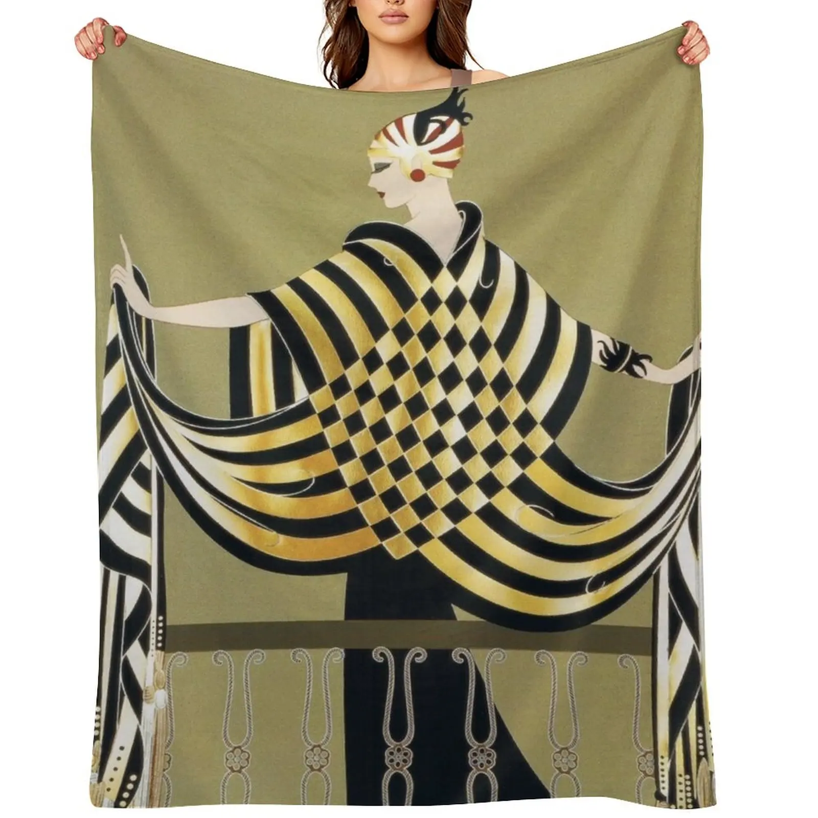 

LADY OF THE CHESS Art Deco Beauty Fashion Throw Blanket Soft Shaggy Baby Beach Blankets