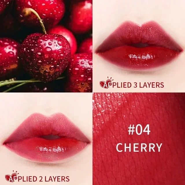 Brillo de labios hidratante de 4 colores, Mini espejo de esmalte de labios de larga duración, tinta de labios facial, lápiz labial líquido de doble propósito, maquillaje cosmético