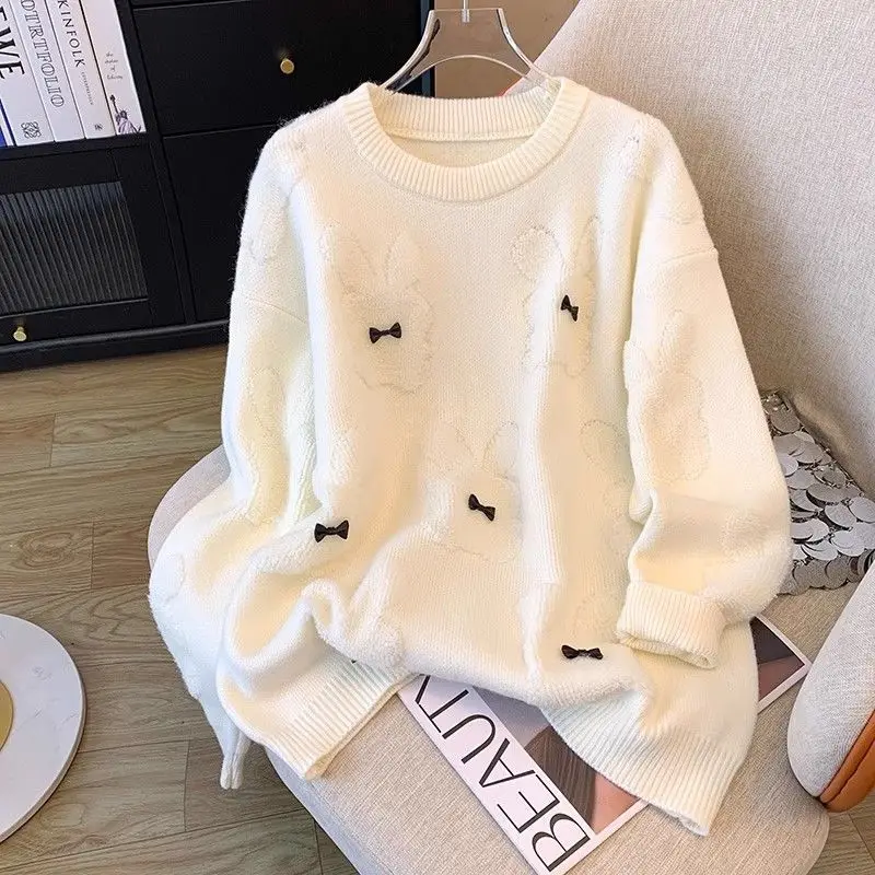 الخريف والشتاء جولة الرقبة البلوز سترة للنساء سميكة وفضفاضة تناسب جديد المألوف محبوك الدافئة الصوف قاعدة سترة #2