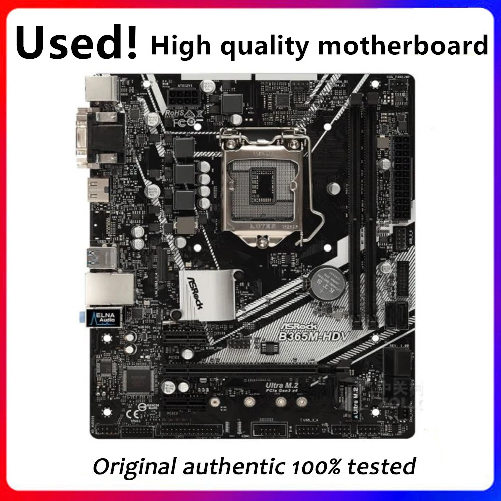 For ASROCK B365M-HDV Original Used Desktop Intel B365 B365M DDR4 Motherboard LGA 1151  i7/i5/i3 USB3.0 SATA3