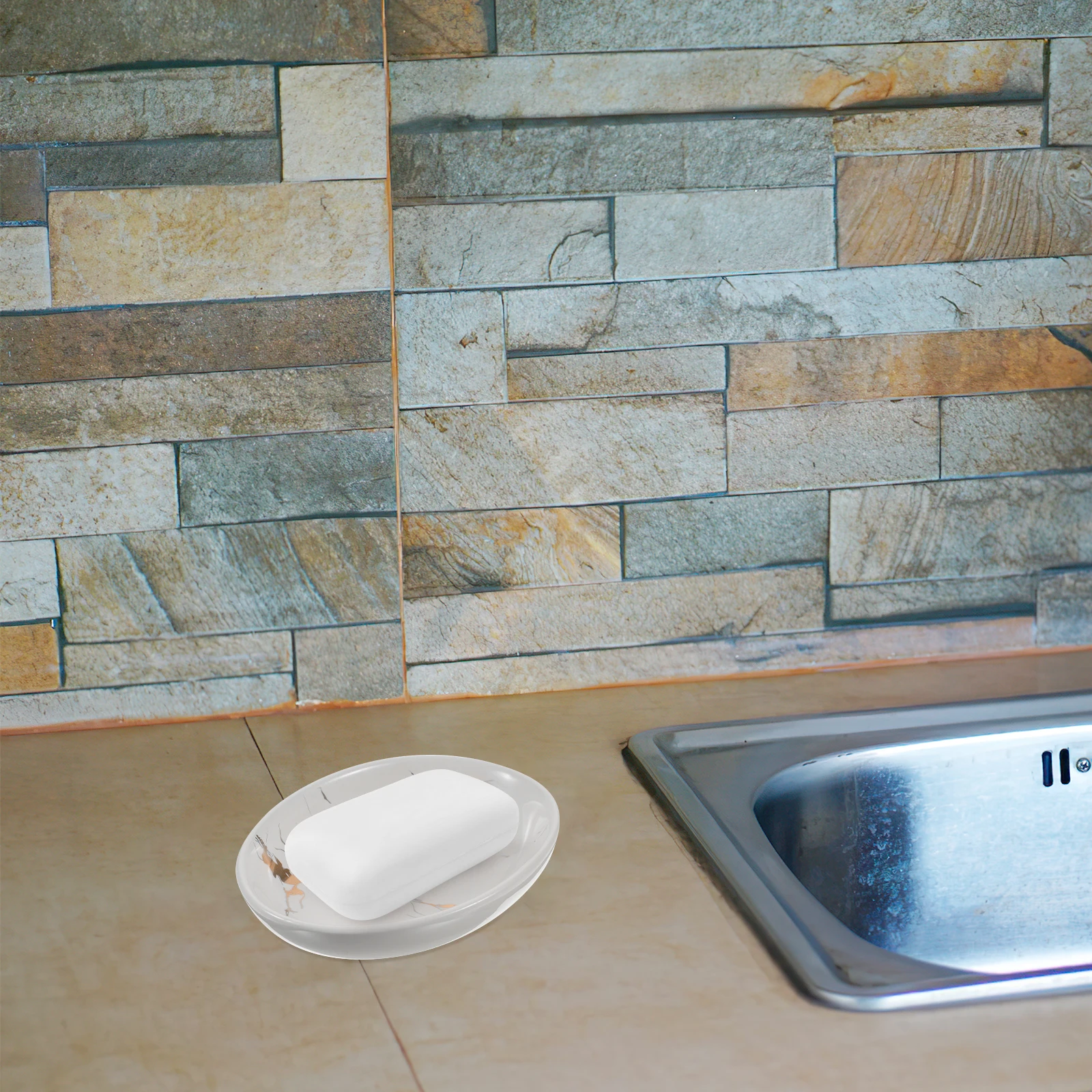 طبق صابون من السيراميك، لمسة نهائية رخامية، سطح غير قابل للخدش، دش الحمام، صينية تخزين، حامل الصابون، تصميم ديكور