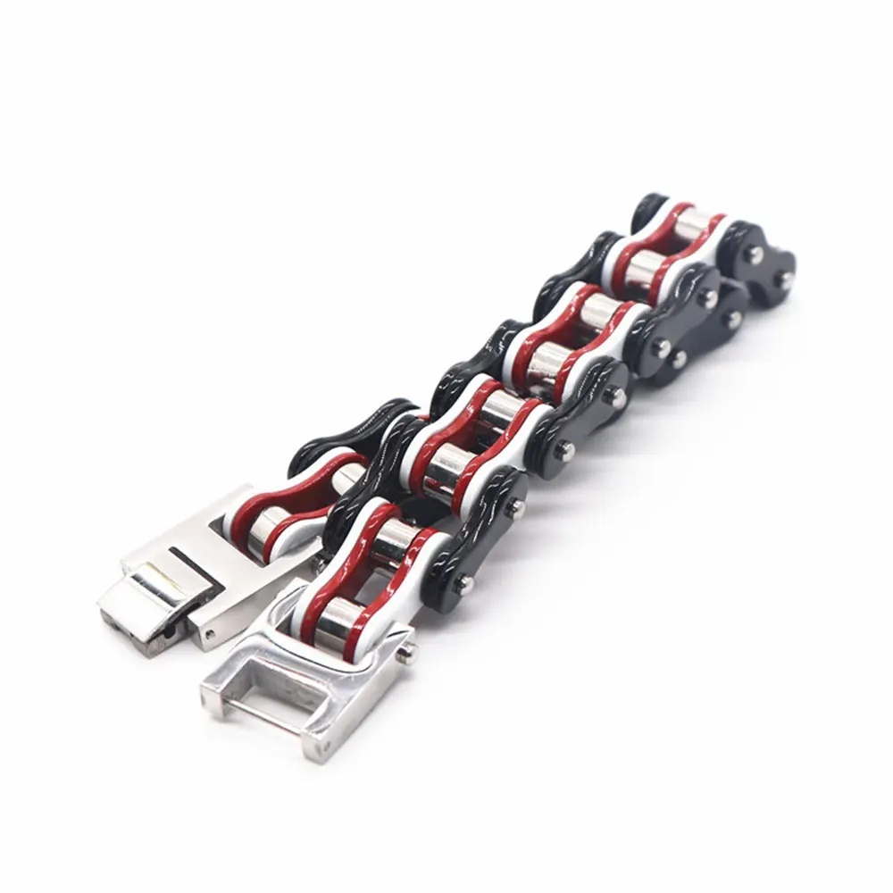 أساور/أساور رجالي، أساور ربط سلسلة دراجة نارية سوداء لراكبي الدراجات النارية للرجال مجوهرات للزوجين من الفولاذ المقاوم للصدأ #2