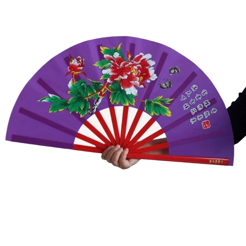 

Premium Chinese Tai Chi Fan Plastic Bamboo Bone Purple Peony Kung Fu Fan Chinese Martial Arts Shaping Fitness Dance Fan the Old