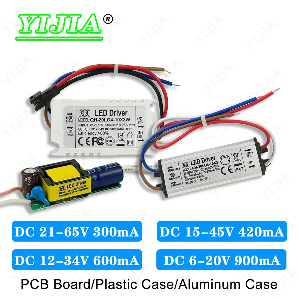 

Драйверы для светодиодов 7W 10W 12W 15W 18W 20W, DC 21-65V 15-45V 12-34V 6-20V, 900mA 600mA 420mA 300mA, трансформаторы питания для освещения