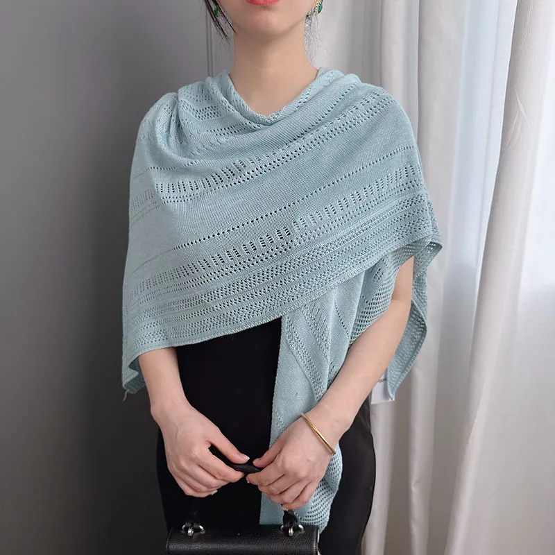

New hollow-out solid color large scarf women, irregular cut, contains cashmere, soft and warm spring, summer, a