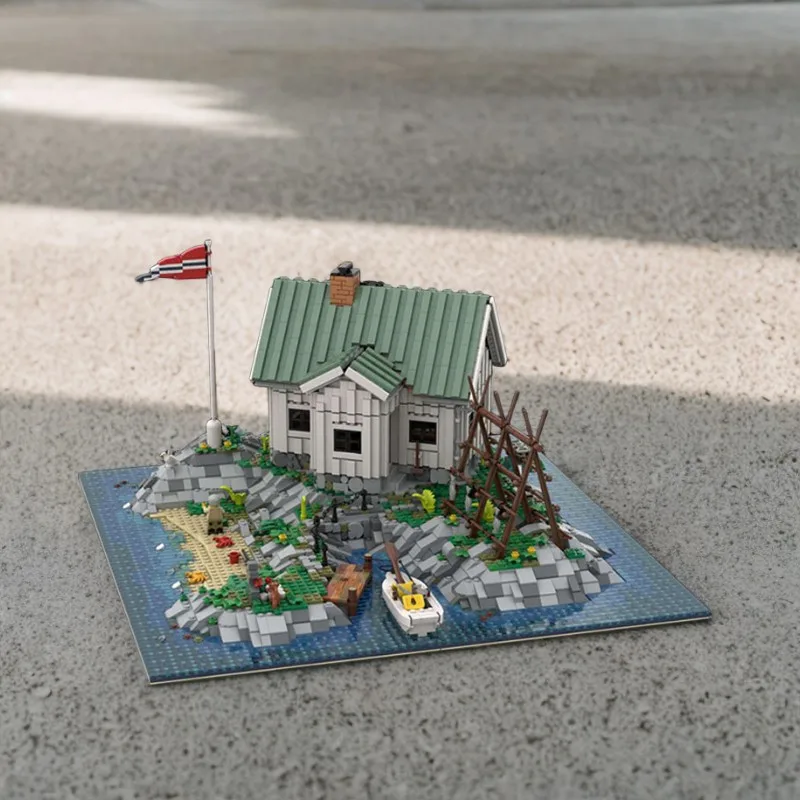 

5489 шт. MOC норвежский домик с прибрежным островом «Nordlandshus», образовательные блоки «сделай сам», креативная строительная игрушка, подарок на праздник
