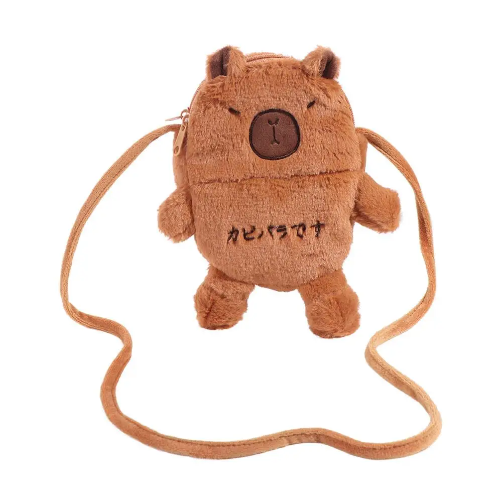 Casual Cartoon Capybara Crossbody Bag Korean Style Soft Capybara Phone Bag Purse Portable Mobile Phone Pouch Girl Gift