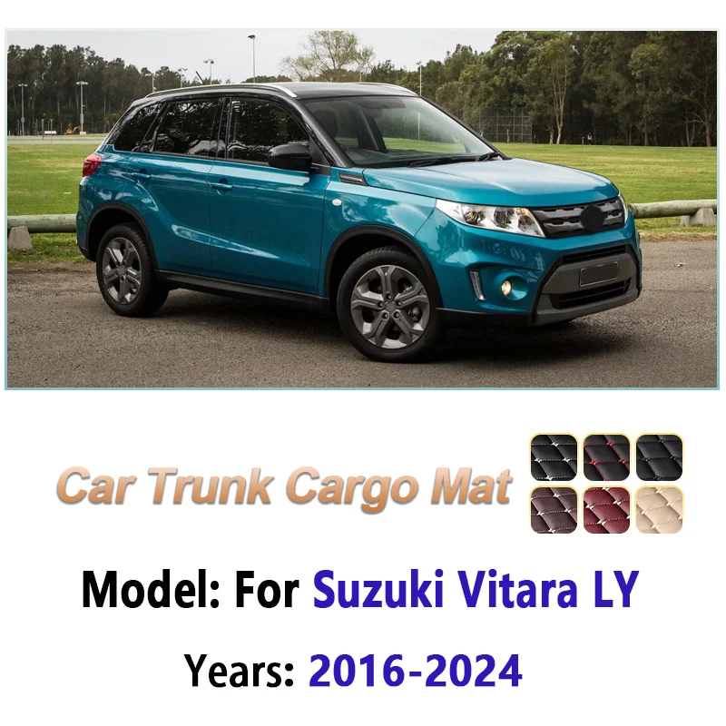 For Suzuki Vitara 2016 2017~2024 Escudo LY MK4 Leather Cargo Boot Mats Anti-Slip Liner Easy Clean Luggage Tray Car Accessories