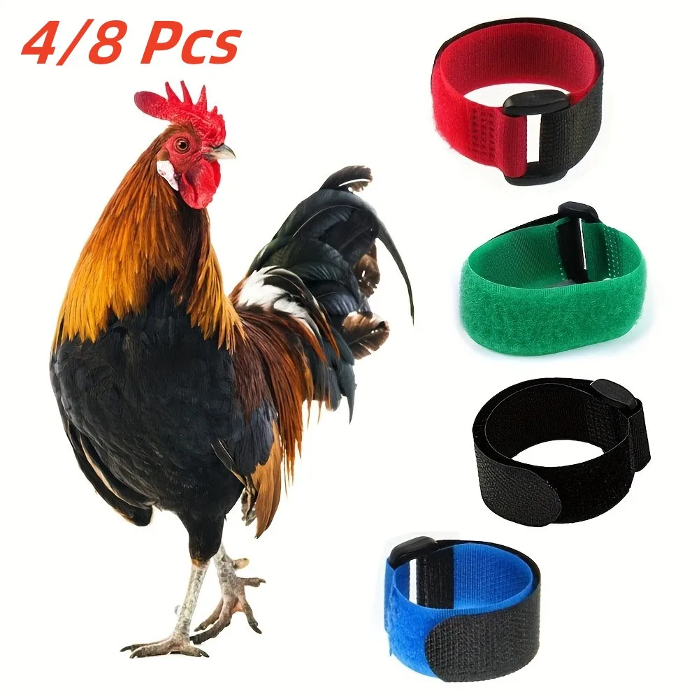 4/8pcs Reusable Poultry Identification Tags Nylon Cable Ties Durable Adjustable for Farm Animal  Chicks Management Label Rings