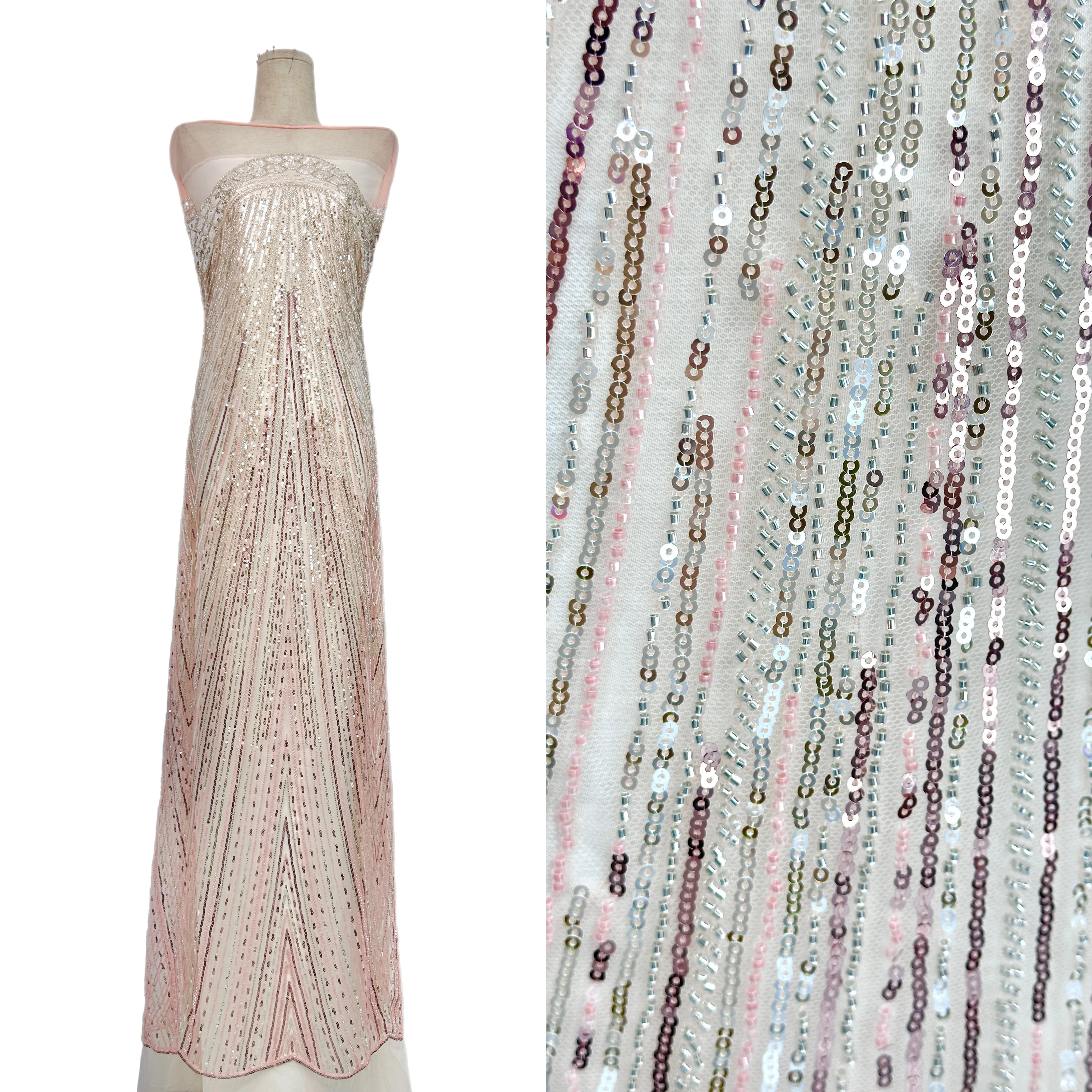 

Luxury 5 Yards High Quality French Tulle Net Sequins Embroidery Mesh for Wedding Gowns Bridesmaid Dresses Evening Gowns