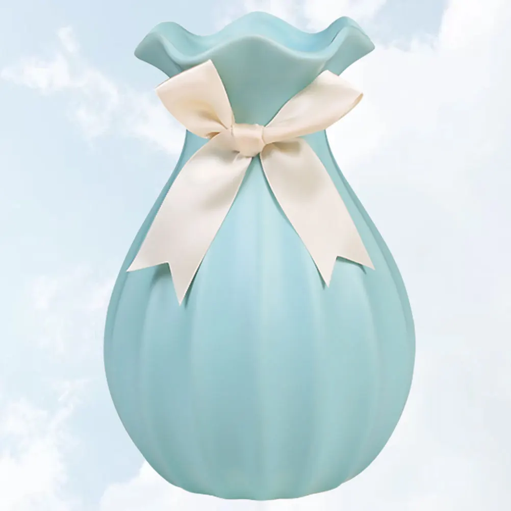 

Hydroponic Vase Ceramic Flower Holder Simple Artistic Shape Home Office Hotel Use Sky Blue Ceramic Vase Flower Holder