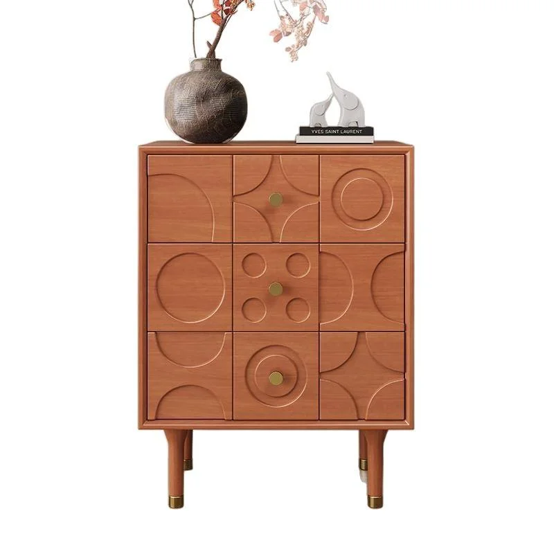 Modern Nordic-style Solid Wood Bedside Table With Simple Three-layer Drawers Bedroom Storage Cabinet