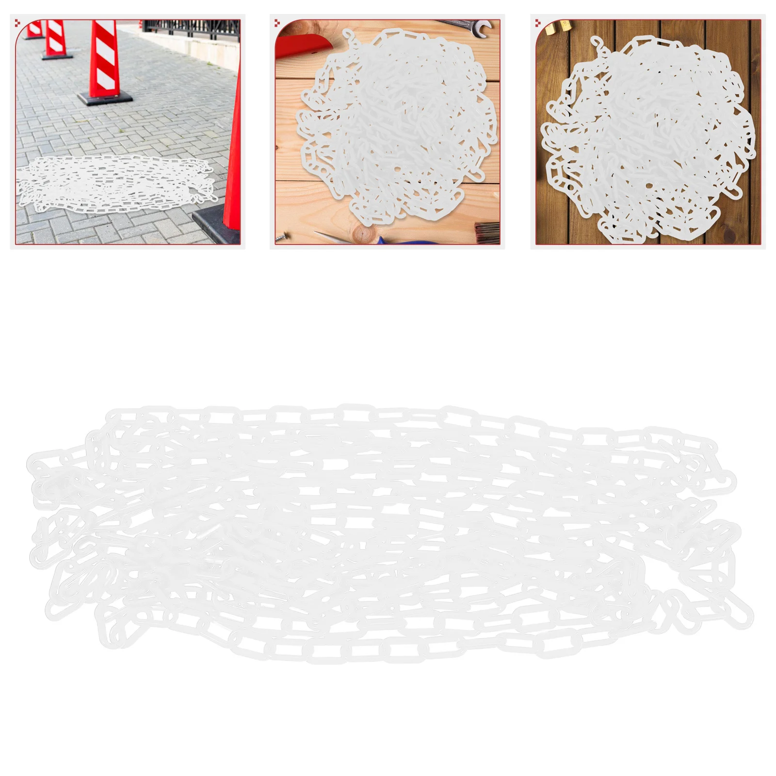 

10M Plastic Safety Barrier Chain White Weather Resistant Flexible Pe Links For Crowd Control Construction Site Traffic