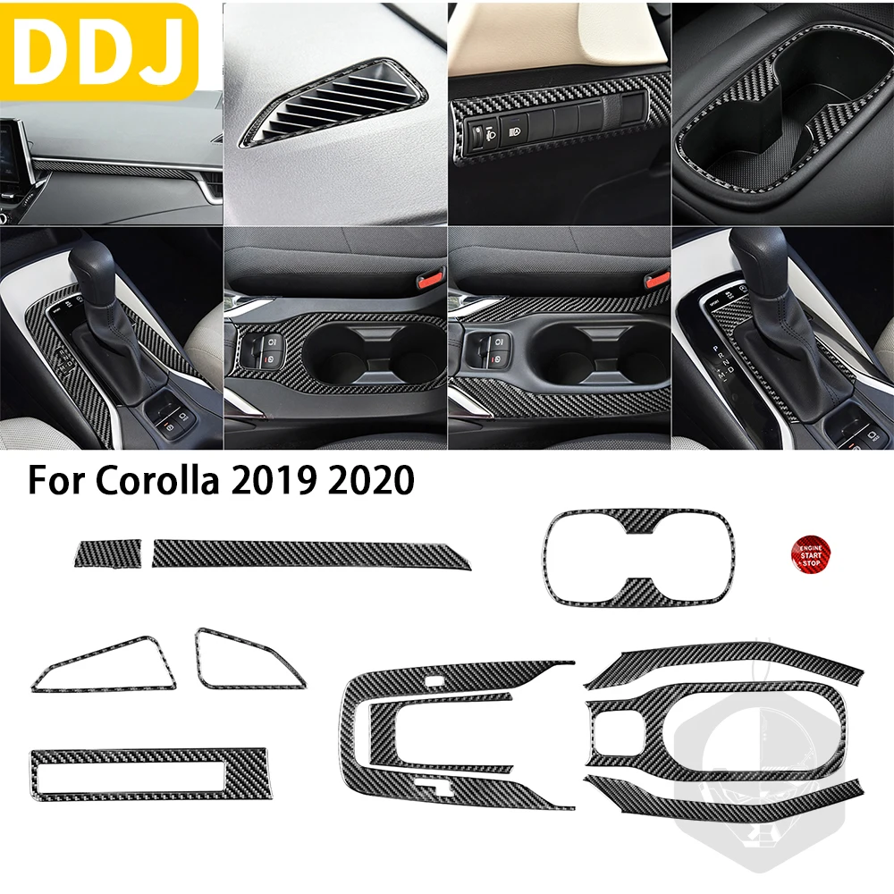 

For Corolla 2019 2020 Accessories Car Carbon Fiber 12pcs Full Interior Protection Suit Stickers Decorative